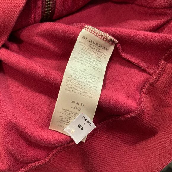 BURBERRY LONDON Velvet Hooded Full Zip Track Jacket Burgundy Sz L Womens - Picture 13 of 13